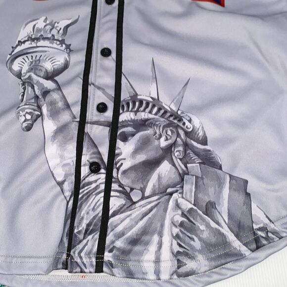 Greater Half Custom Baseball Jersey Button Down USA Grey America #1 Size Medium - Picture 14 of 17